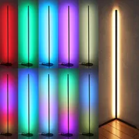 Modern LED Corner RGBW Floor Lamp Simple LED Rod Floor Lamps for Living Room Bedroom Atmosphere Standing Indoor Light Fixtures