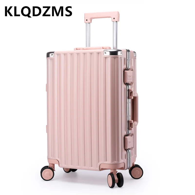 KLQDZMS Durable Luggage Female Aluminum Frame Strong And Durable Thickened Universal Wheel New Trolley Suitcase 20 
