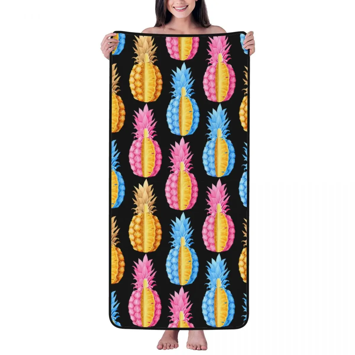 

Fruit Nanas Beach Towel for Adult Kids Microfiber Bath Towel Blanket for Camping Swim Pool Travel Beach Gym