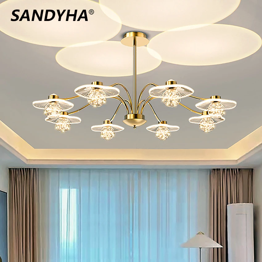 SANDYHA Modern LED Pendant Light for Dining Room Kitchen Living Bedroom Chandelier Home Indoor Lustre Salon Design Luxe Decor