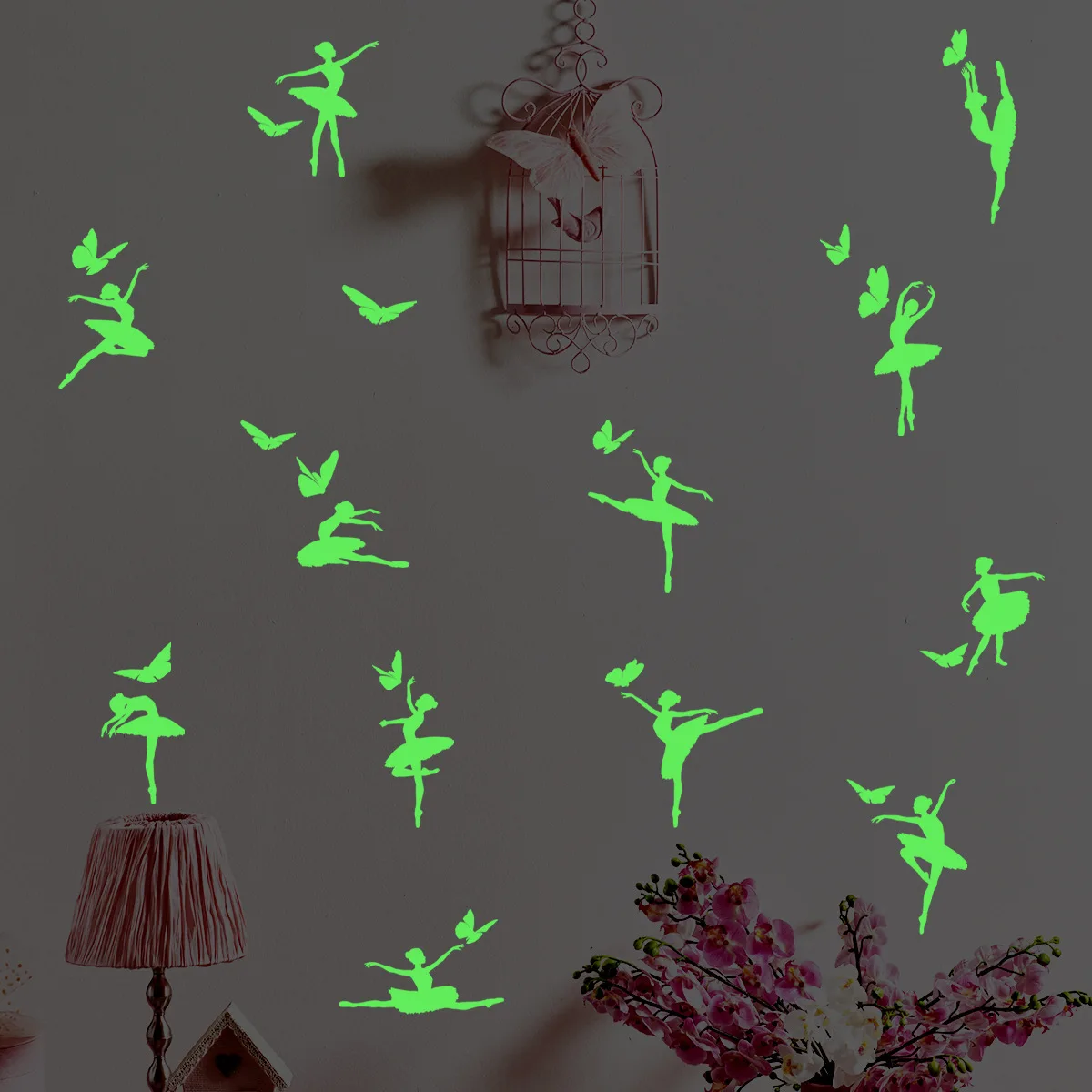 

Балетный танцор с бабочкой, светящиеся настенные художественные наклейки, гостиная, девушка, спальня, украшение «сделай сам», светящийся Пе...