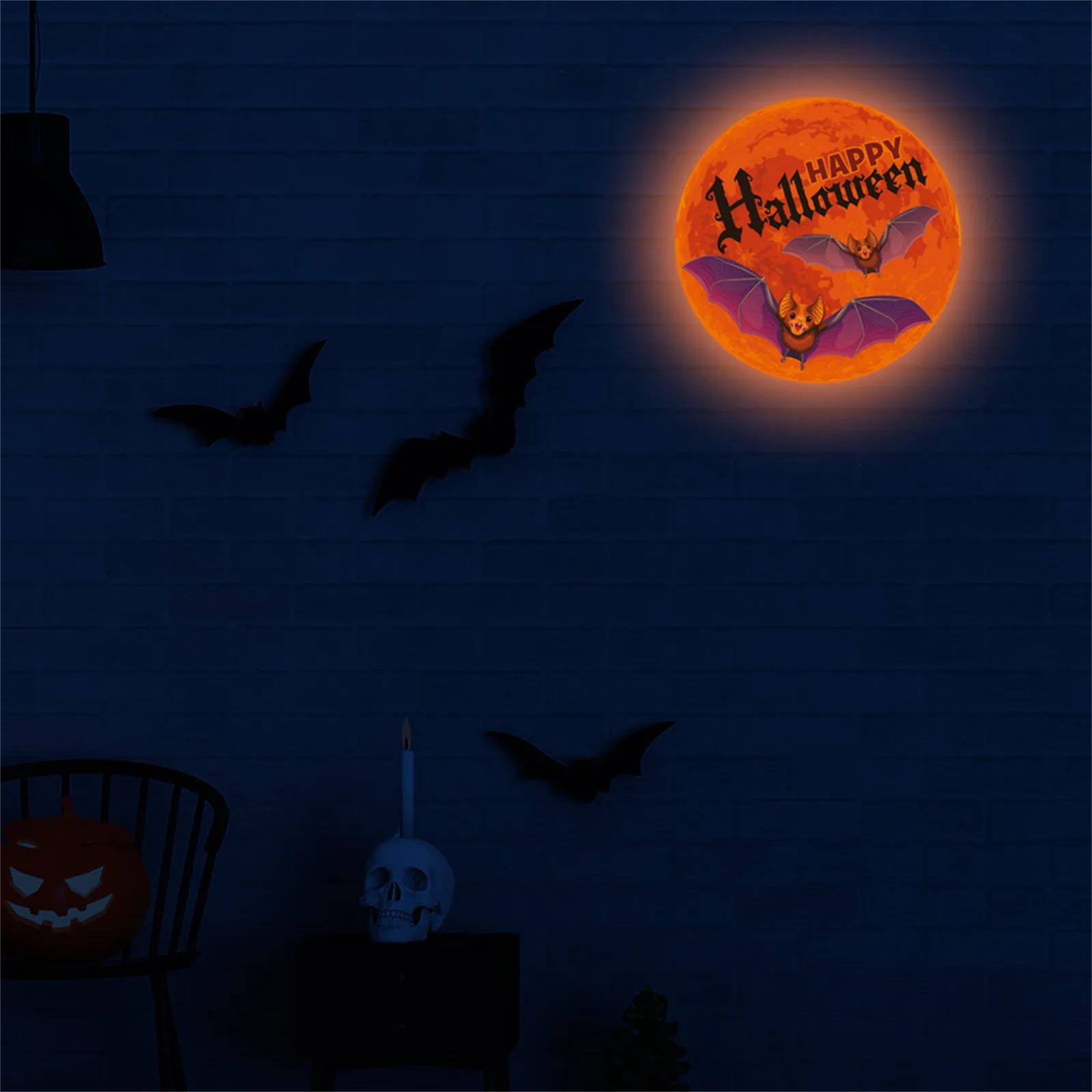 

Silver Bathroom Decorations for Living Room Halloween Luminous Luminous Moon Festival Decoration Fluorescent Wall Sticker 30cm