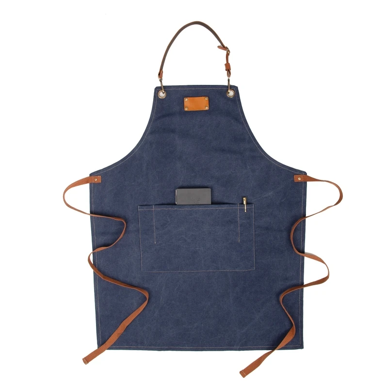 

Kitchen Cooking Apron with Pocket Washable Adjustable Vintage Canvas Bib