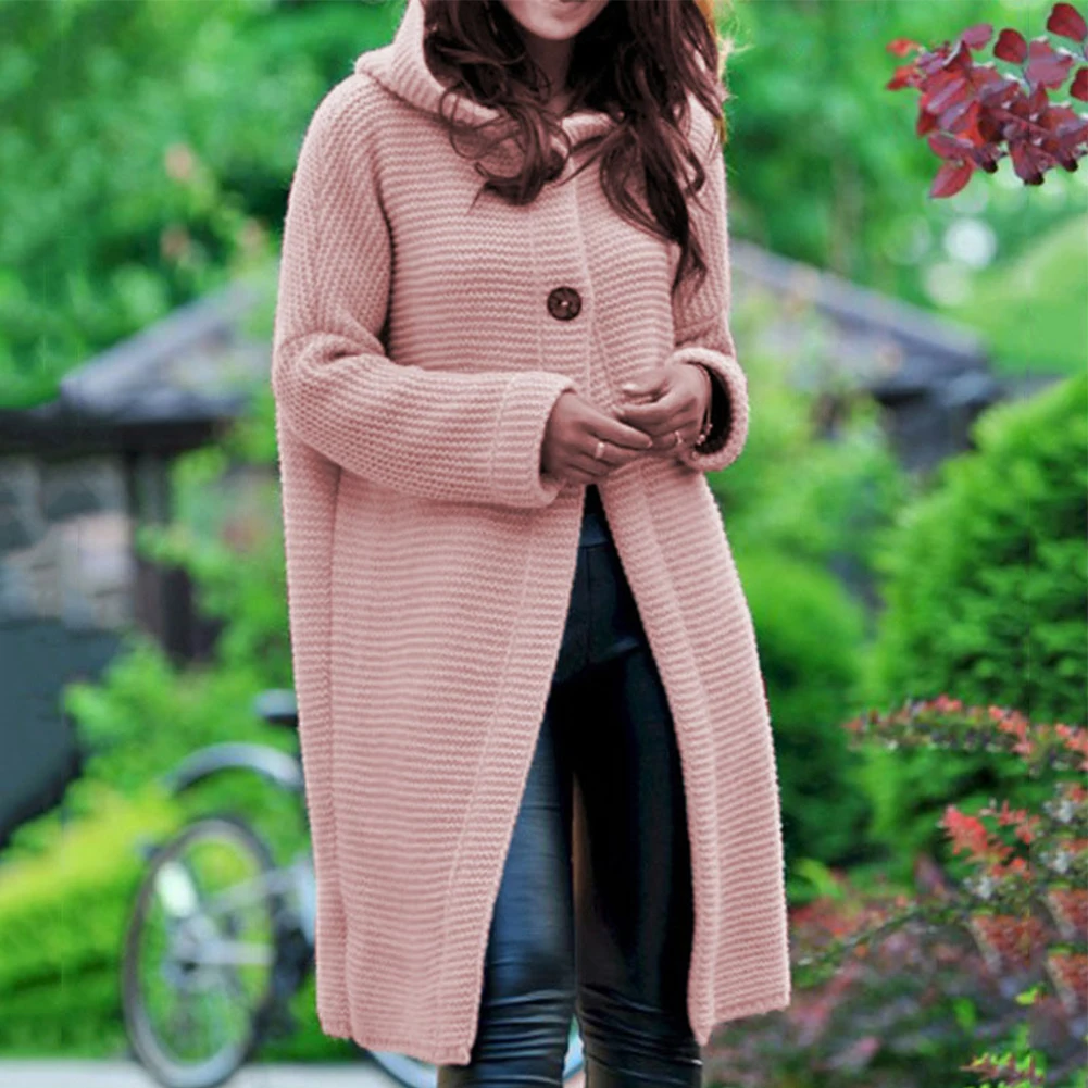 

1pcs 2023 New Coming Daily Sweater Women Clothes Elegant Temperament Hooded Coat Ladies Chunky Knitted Long Sleeve