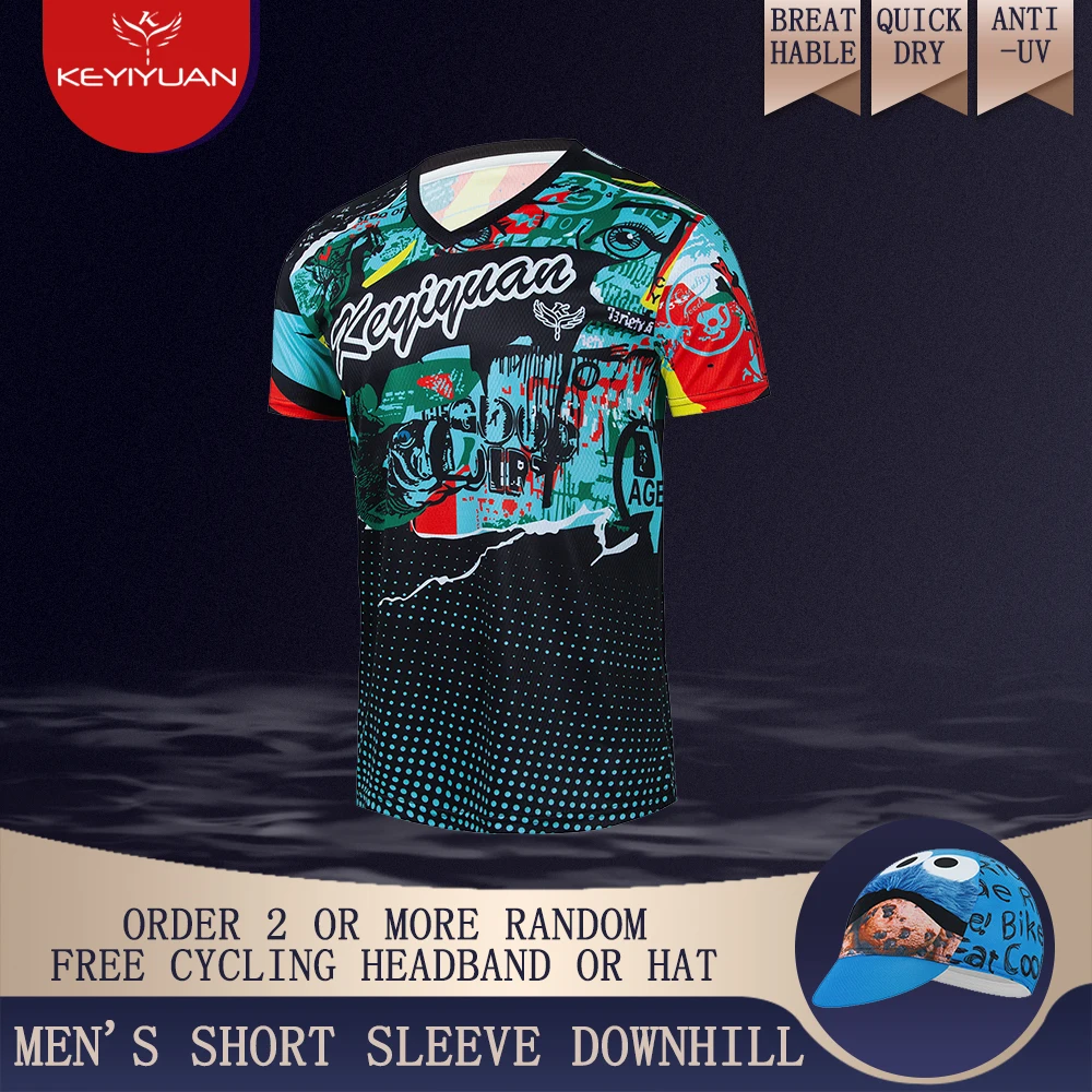

2023 KEYIYUAN Men Short Sleeve Mountain Bike Clothing Summer Motocross Bycicle Jersey Mtb Downhill T-shirt Camisetas Mtb Hombre