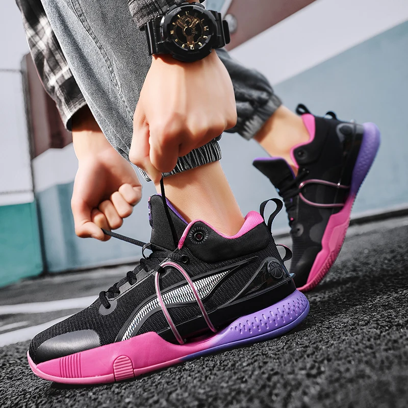 2022 Professional Men's Basketball Sneakers New Orange Basketball Shoes For Men Anti-skid High Top Sports Shoes Men basket homme