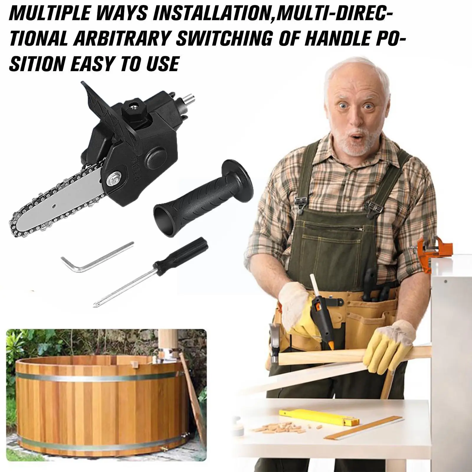 

Electric Drill Converted To Electric Chain Saw Portable Inch Chainsaw Trimming Bracket 4 Saw Pruning U0O9