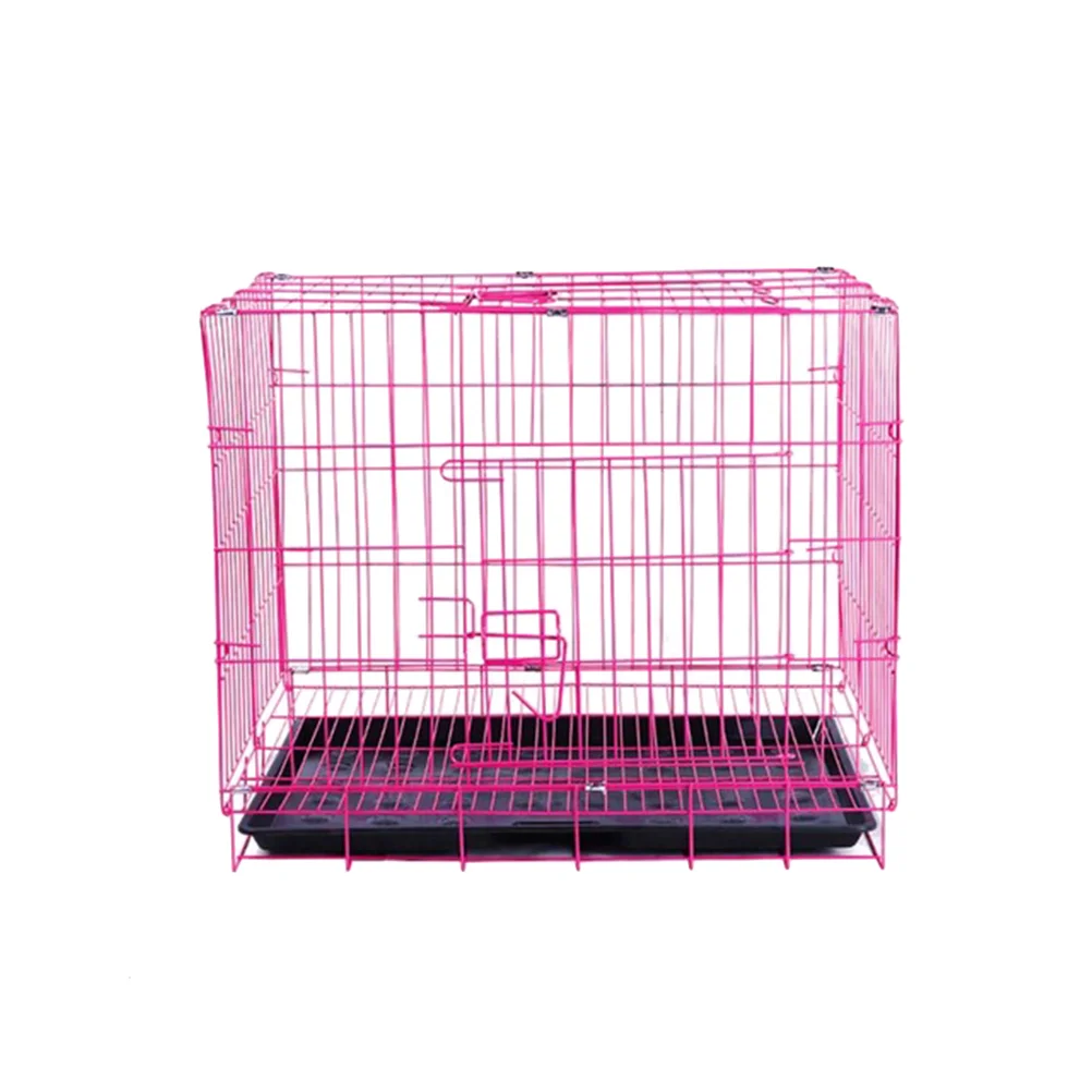 

Dog Cage Crate Pet Folding Dogs Crates Indoor Medium Puppy Steel Cages Large Metal House Size Foldable Wire Tray Portable