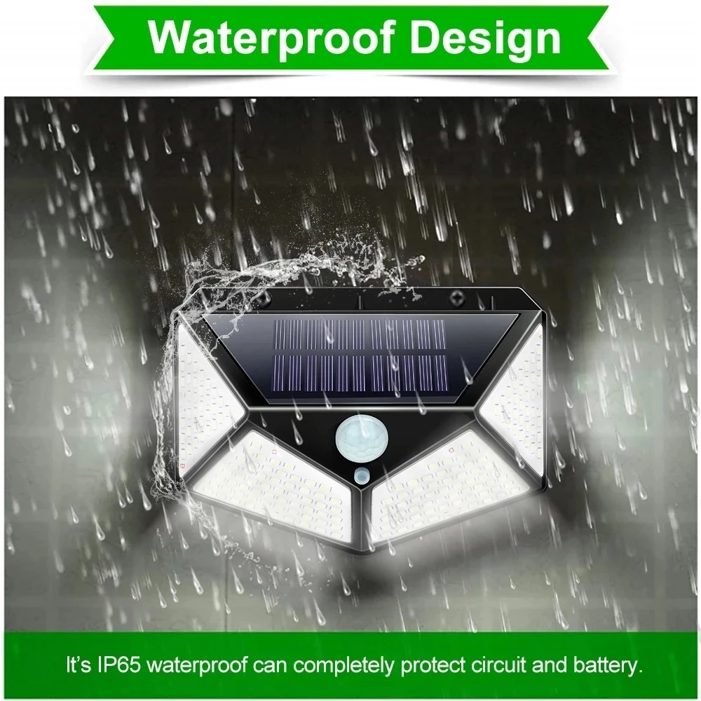 

100 Solar LED Light Outdoor Spotlight With Sensor Motion Waterproof Solar Lamp 3 Modes Powerful Sunlight For Garden Decoration