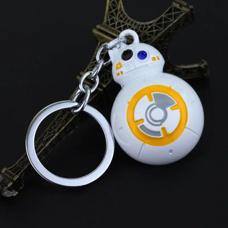 

Disney Science Fiction Film Star Wars: The Force Awakens Cute Robot BB-8 3D Model Keychains Metal Alloy Pendant Keyring