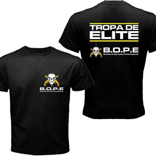 

Amazing Tee Men t shirt Double-sided Unique Oversized NEW BOPE Tropa De Elite Brazil Special Elite Forces Military Black T-shirt
