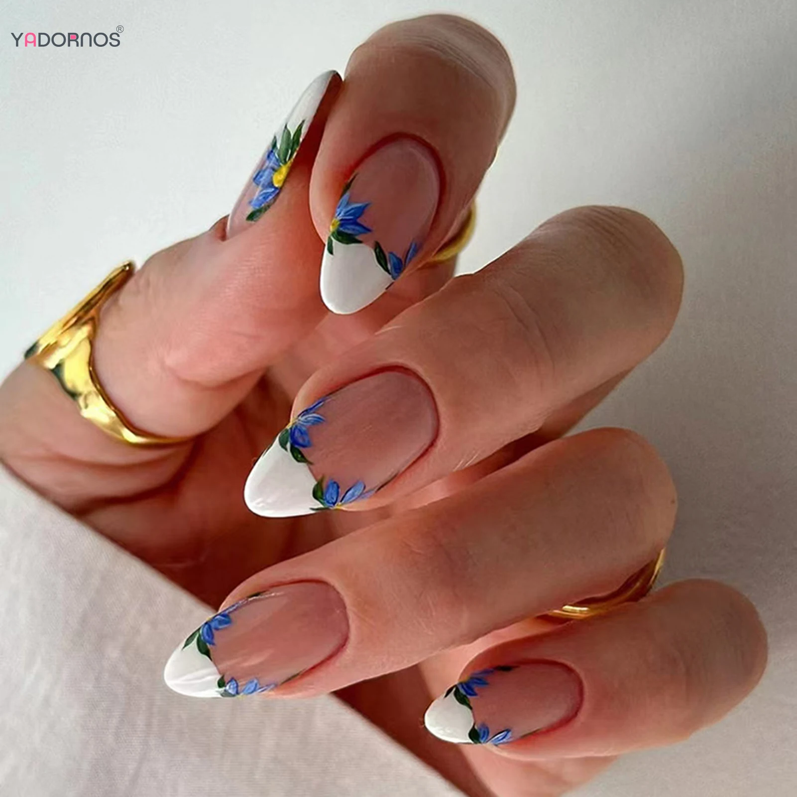 24 шт. маникюрные накладные ногти с изображением миндаля