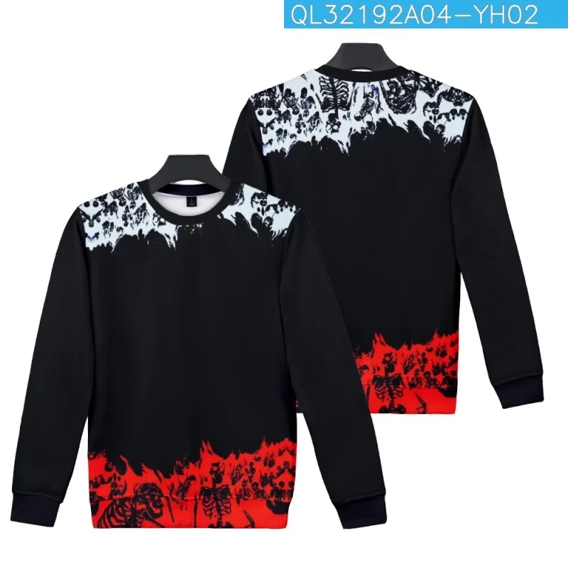

Fashion White Red Skeleton Printed O-Neck Long Sleeve Sweatshirt Men Autumn Casual Minimalist Pullover Harajuku Hoodies