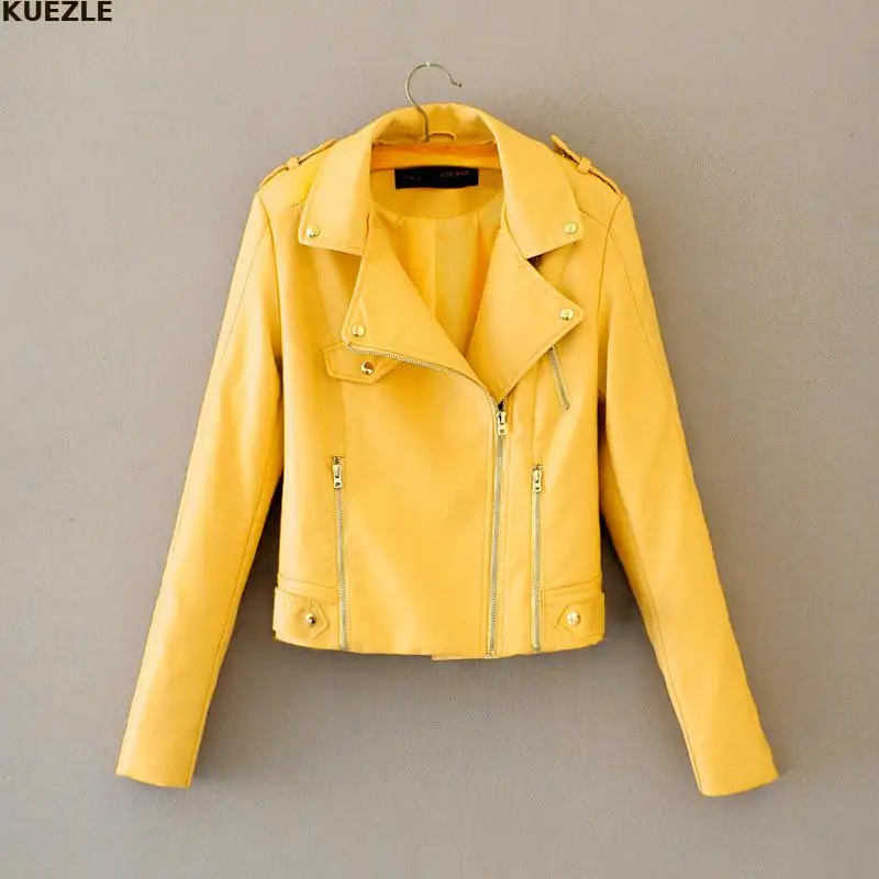 

pink Coats 2022 New Autumn Women Pu Leather Jacket Woman Zipper Short Coat Female Black Punk Bomber Faux Leather Outwear spring