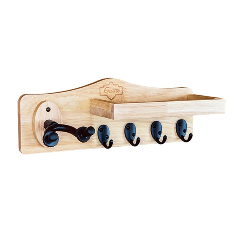 

B36F Guitar Wall Mount Guitar Hanger with Guitar Accessories Rack Shelf with Rotatable Rubber Hook for Guitar, Bass, Ukulele