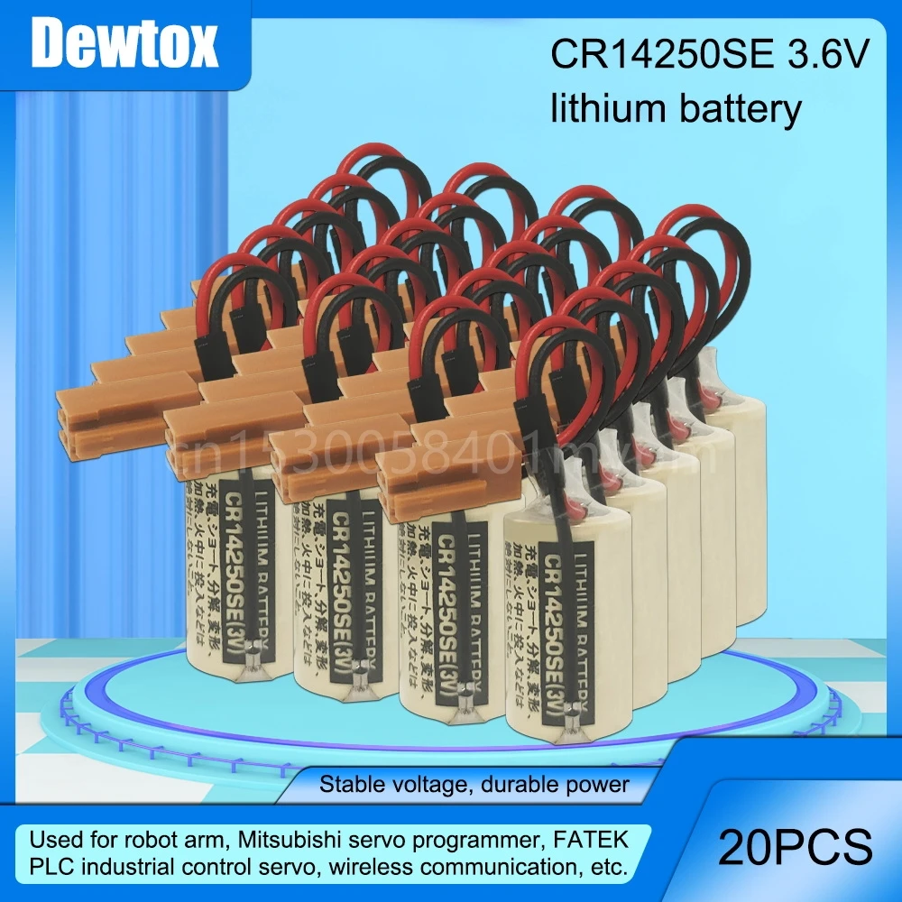 Оригинальный аккумулятор CR14250SE 3 в 1000 мАч CR1/2AA CR14250 14250 CNC PLC промышленный аккумулятор с коричневой вилкой, 20 шт.