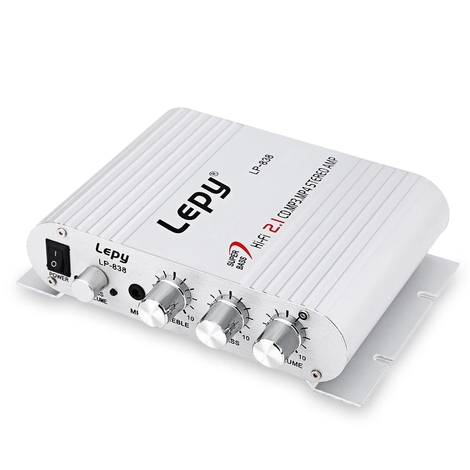 

5 шт./лот Lepy LP-838 автомобильные Канальные усилители Hi-Fi 2,1 стерео сабвуфер аудио бас динамик бустер подключение