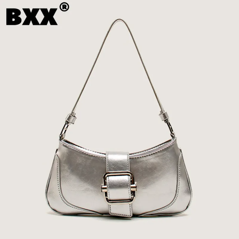 

[BXX] Fashion Color Match Beautiful Underarm Bag Zipper Belt Decoration Design Office Lady Shoulder Women Bags 2023 New 8CY284