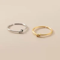 knot line silver ring female open adjustable japanese simple plain circle accompanying ring cold wind index finger ring
