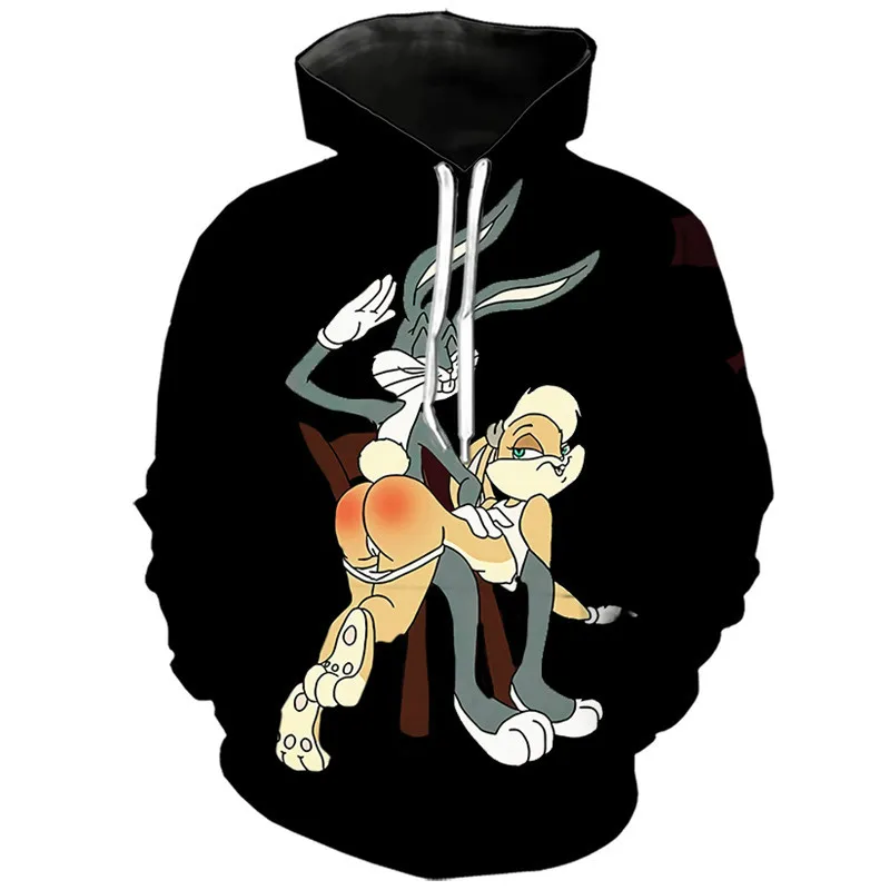 2022 spring and autumn 3D cartoon hooligan rabbit hoodie boys and children fashion casual personality sweatshirt xxs-6XL