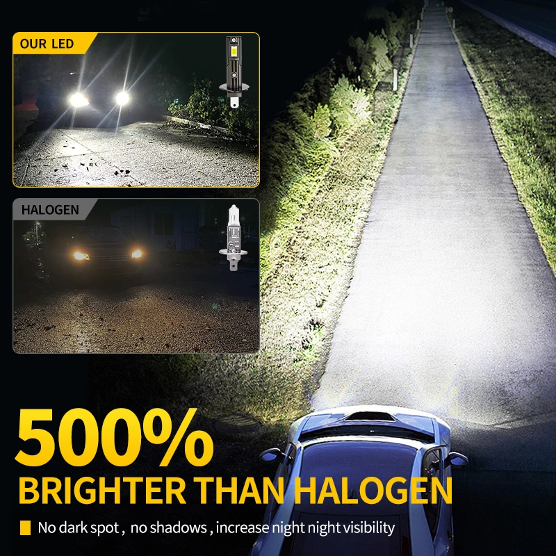 Светодиодная лампа H1 70W, суперяркие прожекторы для автомобиля, 6000K, Plug and Play, автомобильные фары, миниатюрные противотуманные фары 1:1, 12V (art.: 3920d990a796d) - 3920d990a796d