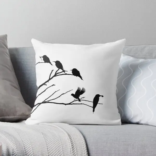 

Birds On Tree Branches Printing Throw Pillow Cover Home Waist Decor Comfort Decorative Sofa Case Throw Soft Pillows not include