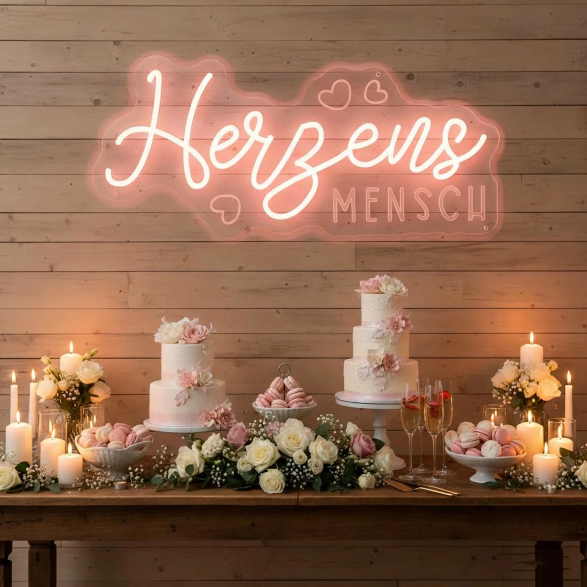 Фото Неоновая вывеска Herzens Mensch, романтический светодиодный настенный светильник, декор для свадебного стола, украшение для девичника, детской или спальни, подарок №2