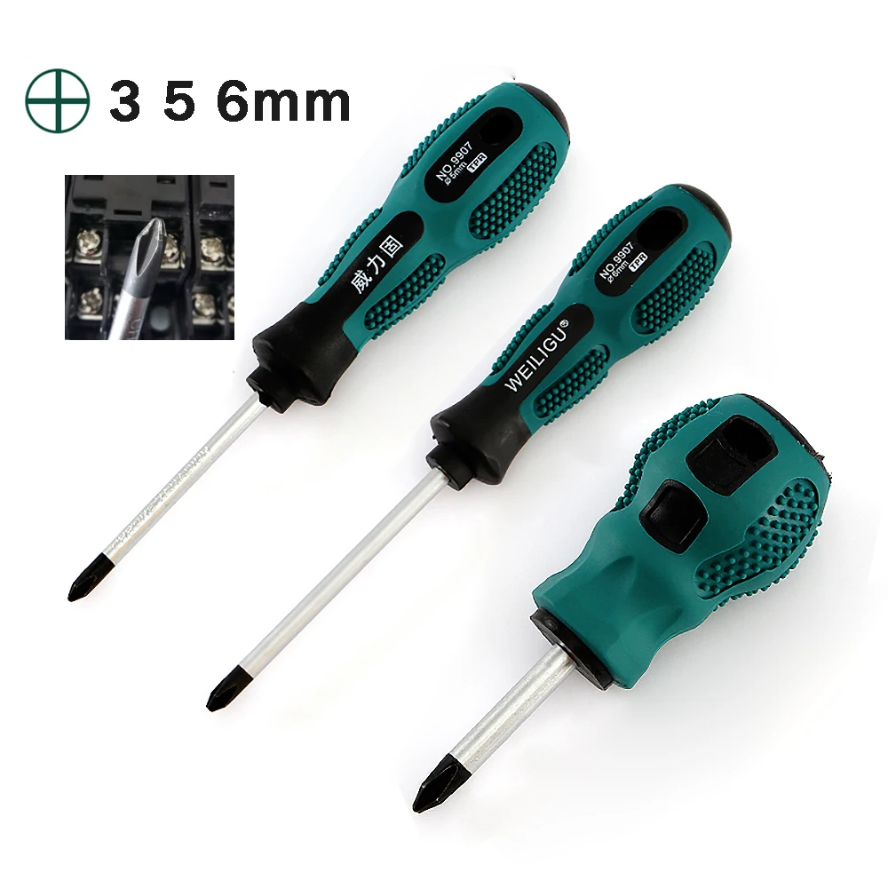 

Magnetic 3mm 5mm 6mm Phillips Screwdriver Lengthen Cross Screwdriver Radish Head Screw Driver Green Handle Car Repair Hand Tools