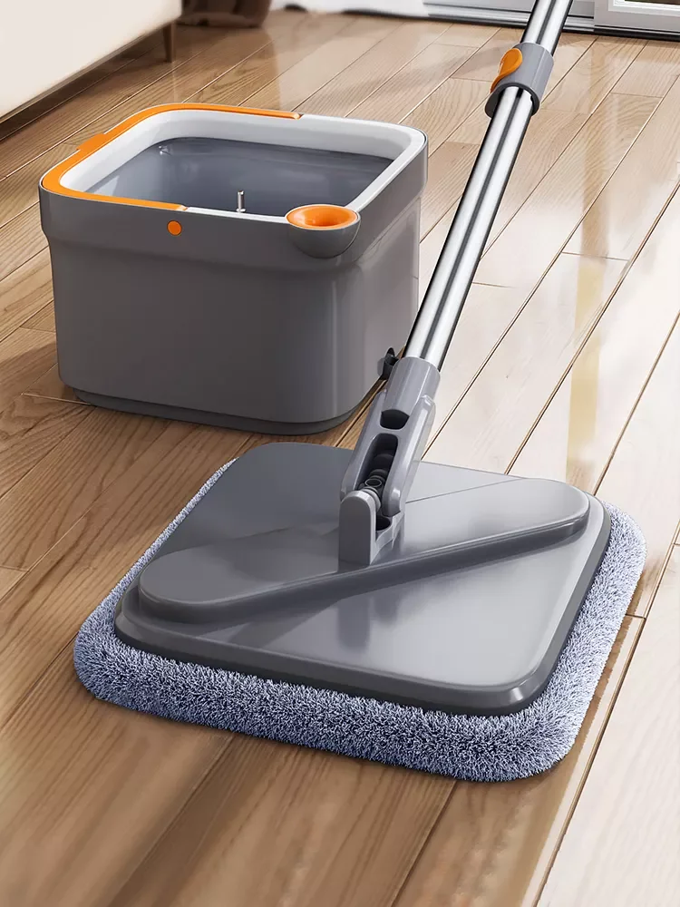 

NEW2023 Spin Mop with Bucket Hand Free Squeeze Mop Automatic Separation Flat Mops Floor Cleaning and Washable Microfiber Pads