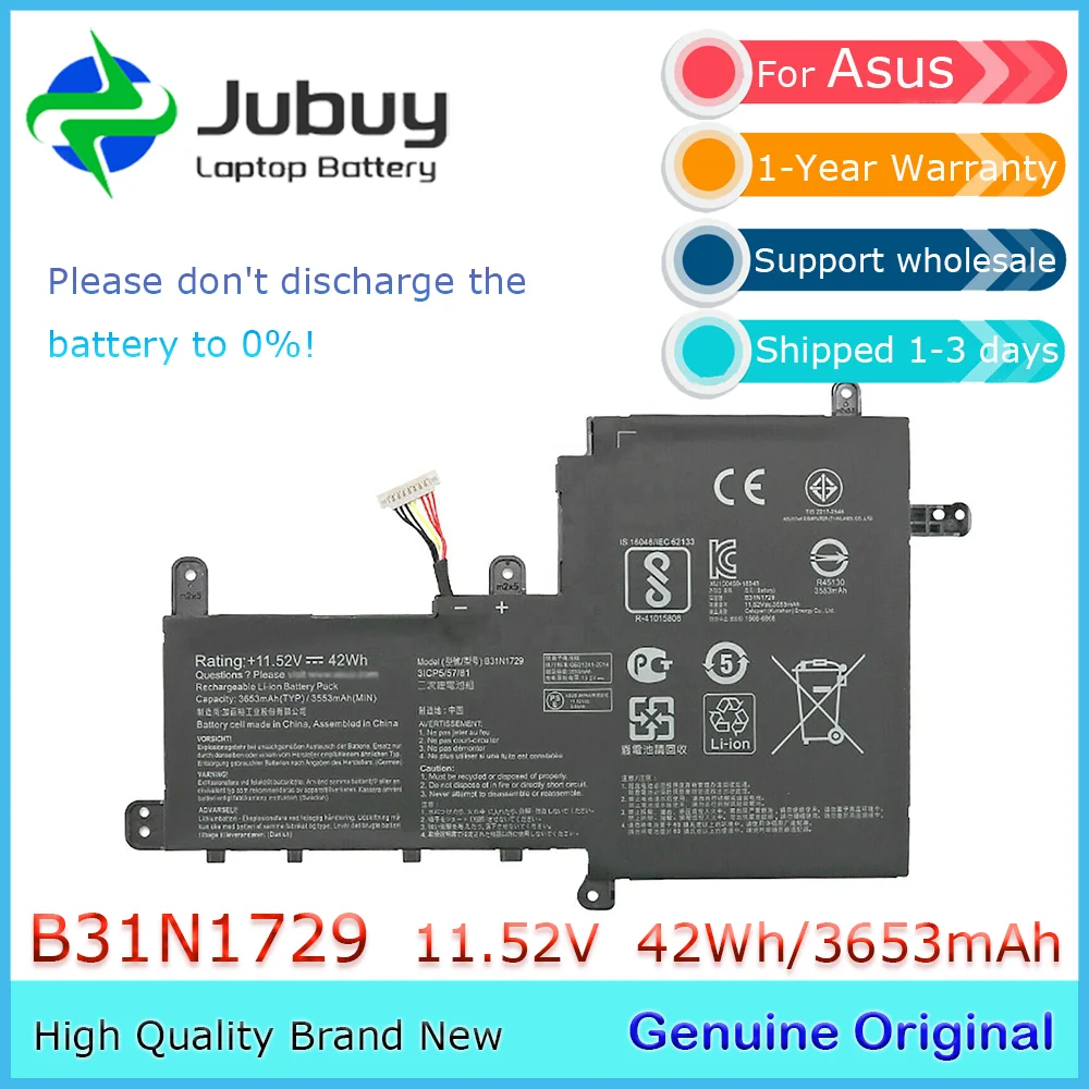 B31N1729 11 52 В 42 Втч оригинальный аккумулятор для ноутбука Asus Vivobook S15 S530 S530UA S530UN