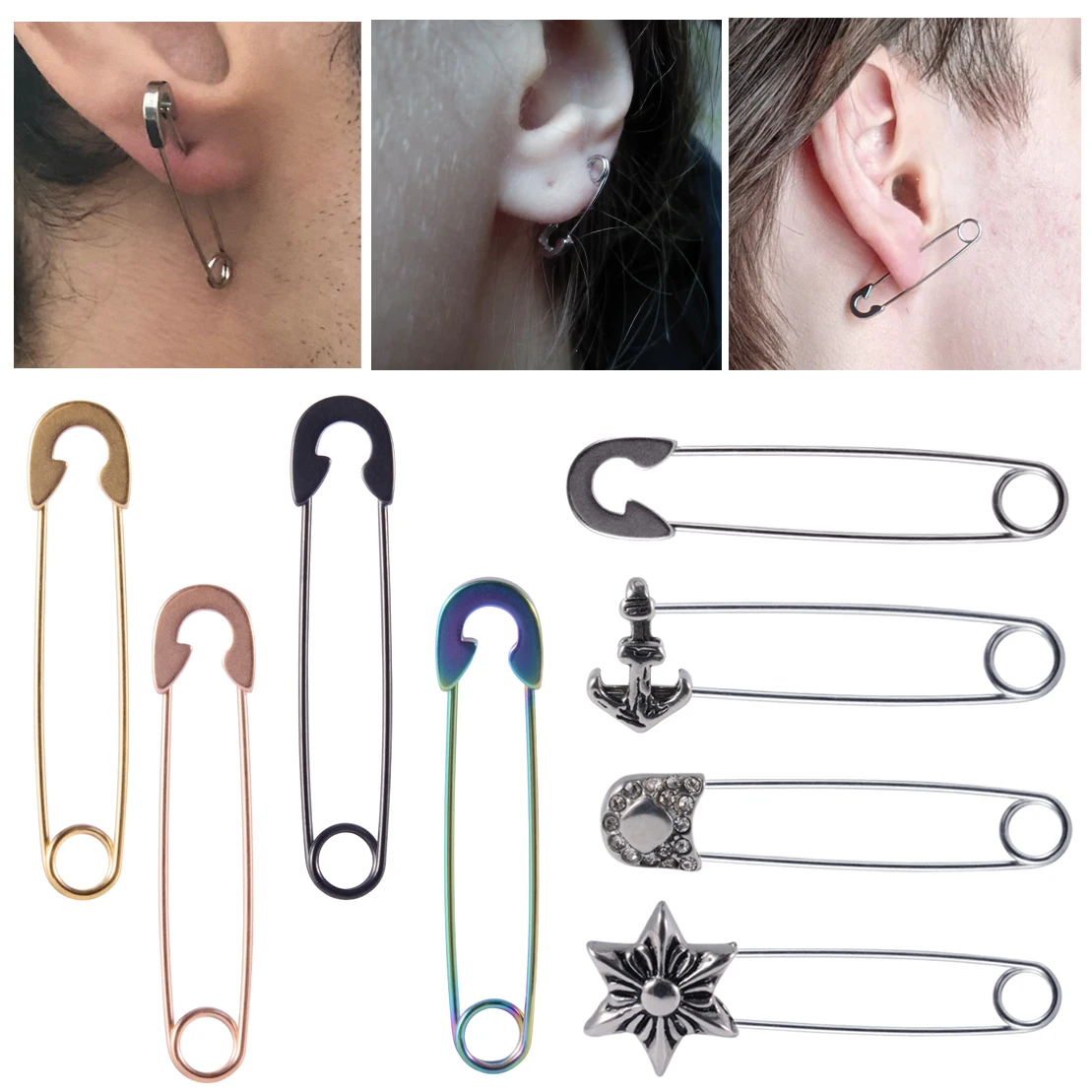 

1Pcs 316l Surgical Steel Paper Clip Shape Ear Buckle Earring Creative New Design Lady Madam Women Body Piercing Jewelry