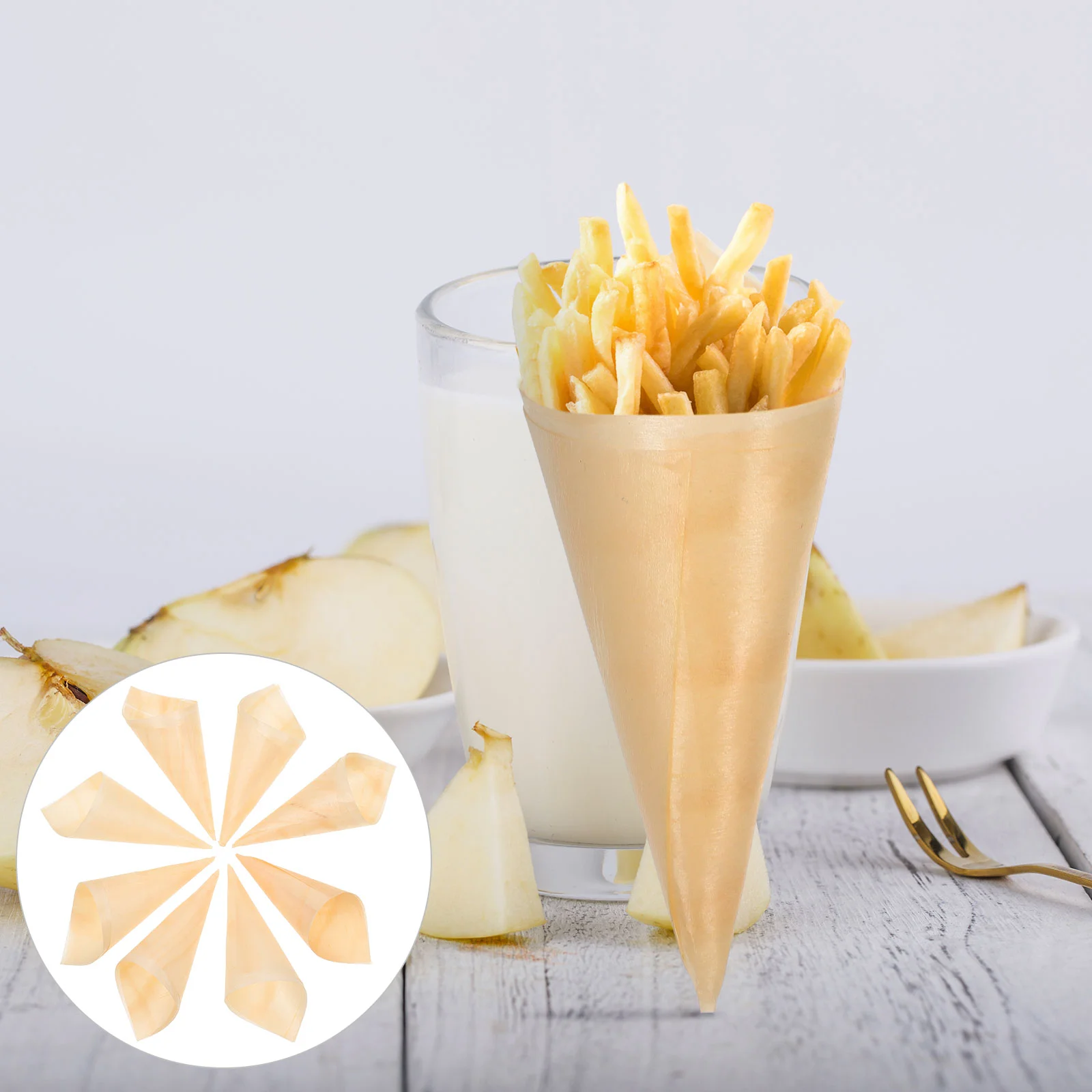 

Cones Cone Woodwooden Cream Ice Holder Disposable Charcuterie Tasting French Serving Box Fries Candy Appetizercups Finger