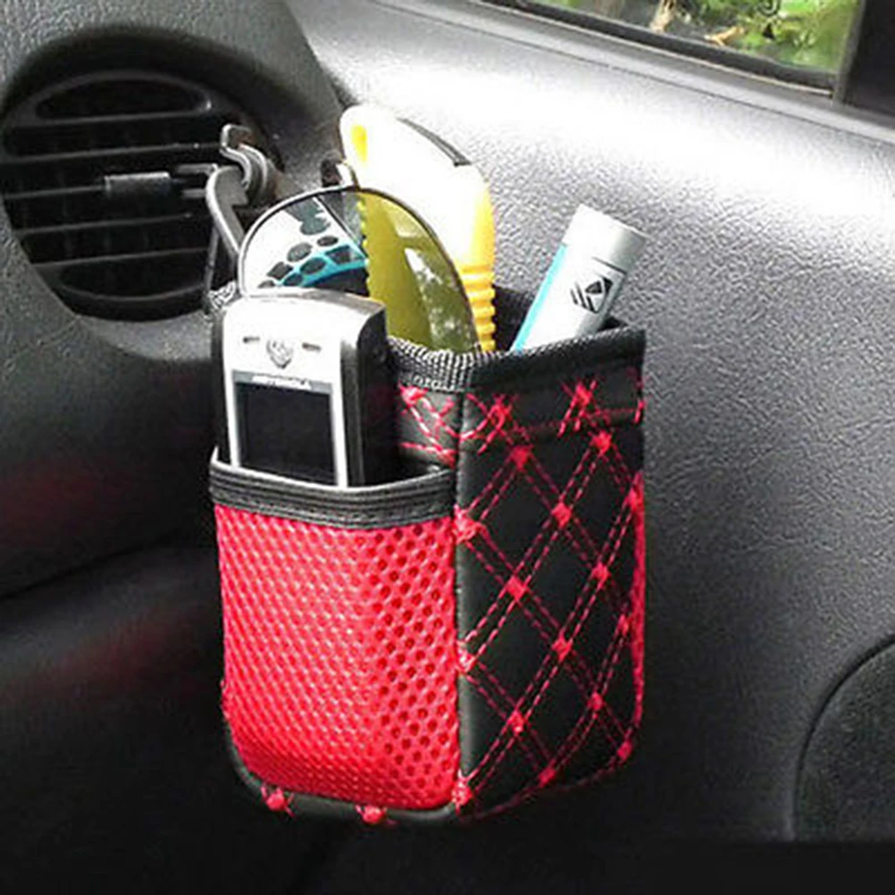 

1PC Car Storage Bag Hanging Storage Box Leather Storage Box Car Sundries Box Car Outlet Air Auto Vent Trash Box