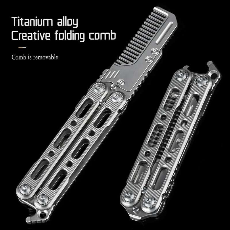 Outdoor portable folding comb titanium alloy comb anti-static comb suitable for travel camping daily necessities