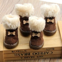 thick fur pet shoes winter small dog shoes anti slip warm dog snow boots for teddy chihuahua