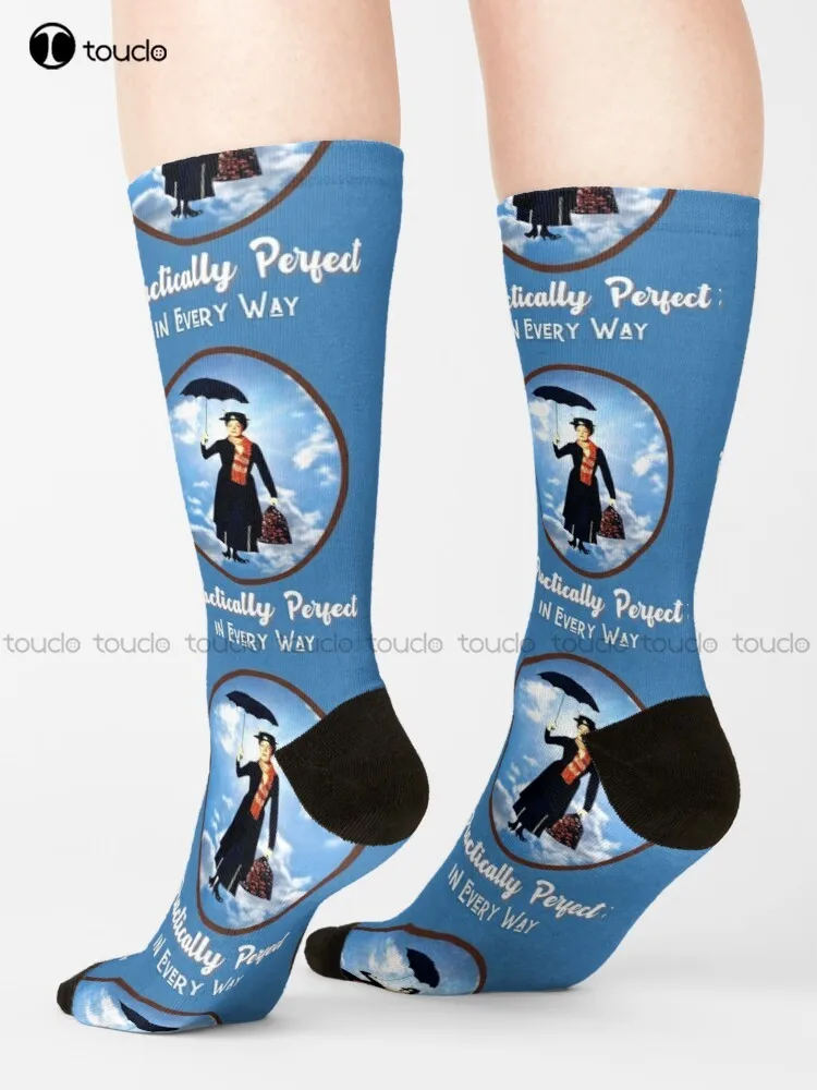

Practically Perfect In Every Way - Mary Flying Down From The Sky (White Letters) Socks White Socks Mens 360° Digital Print Girls
