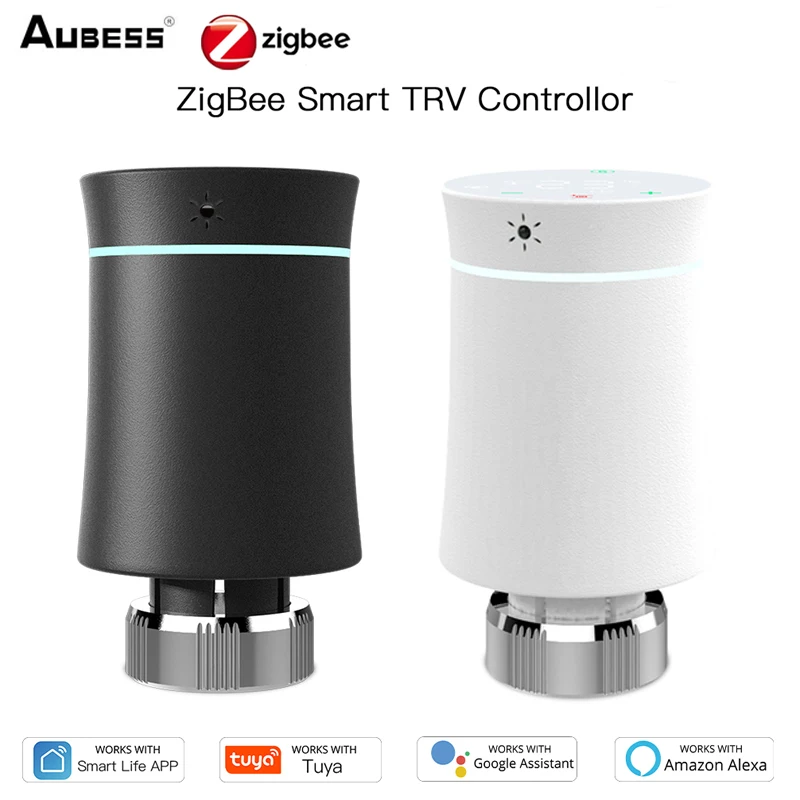 

Умный привод радиатора Aubess Tuya ZigBee3.0, программируемый термостатический клапан радиатора, регулятор температуры с Alexa Google