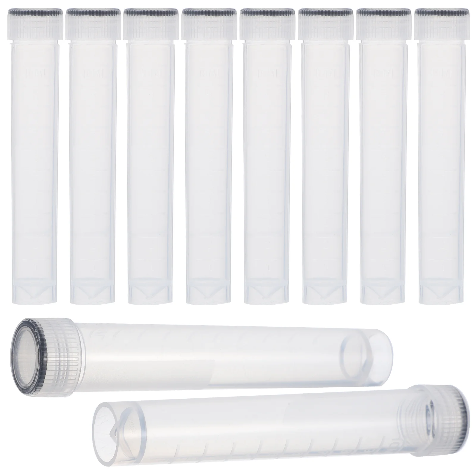

10 Pcs Cryovial Sample Tubes Clear Plastic Containers 10ml Freezing Lids