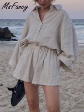 Pantalones Msfancy-conjunto de dos piezas de pantalones cortos de algodón 2022 para mujer...