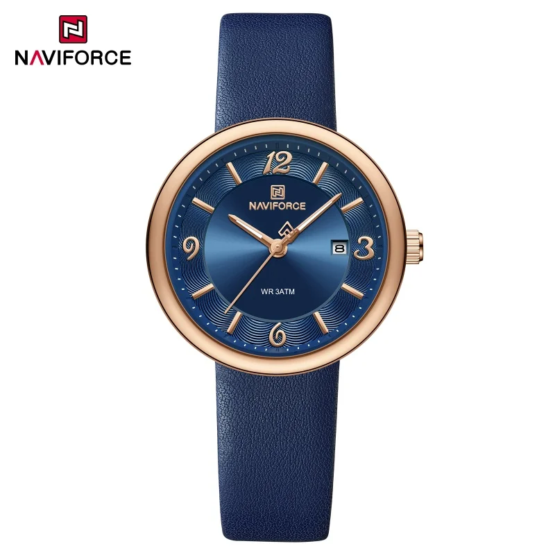 Фото NAVIFORCE Новые женские повседневные кварцевые часы с легким цветочным циферблатом, водонепроницаемые (3ATM), с ремешком из полиуретана, элегантные наручные часы для женщин, Relogio Feminino №2