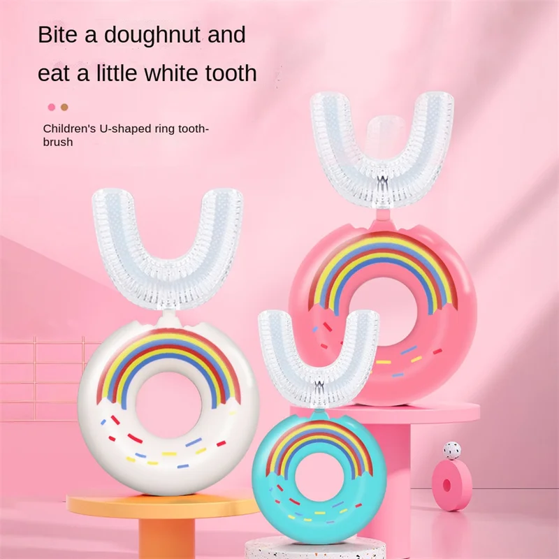 

U-shaped Children's Toothbrush Manual Silicone Brush Head Cute Fun Baby Brushing Food Grade Silicone Oral Cleaning Toothbrush