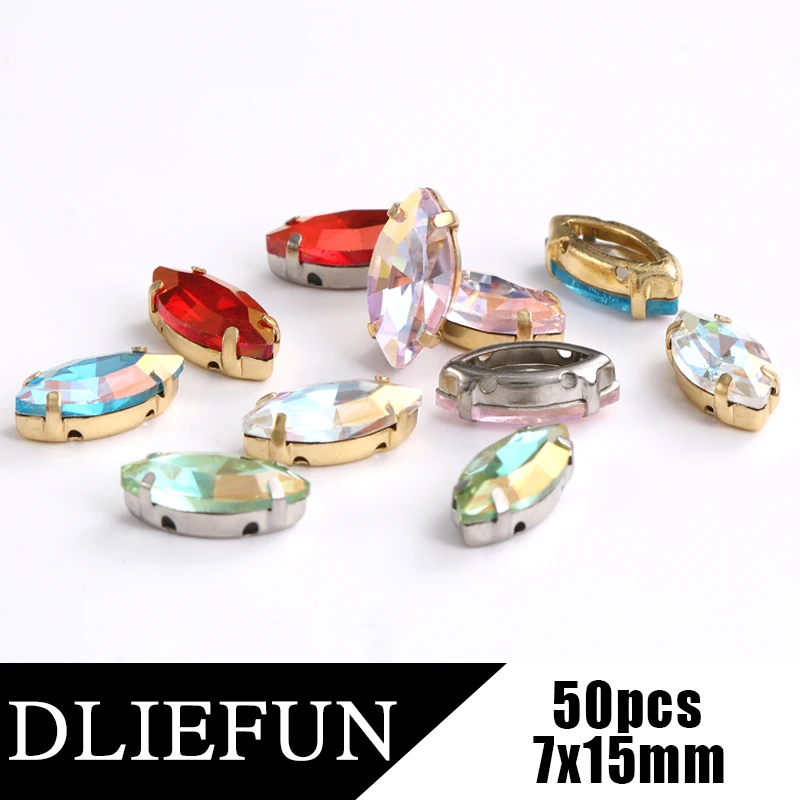 

50 шт., аксессуары для шитья, стеклянные бриллианты с медными крапанами, блестящие камни, украшение для одежды «сделай сам», Пришивные кристаллы, бусины для рукоделия