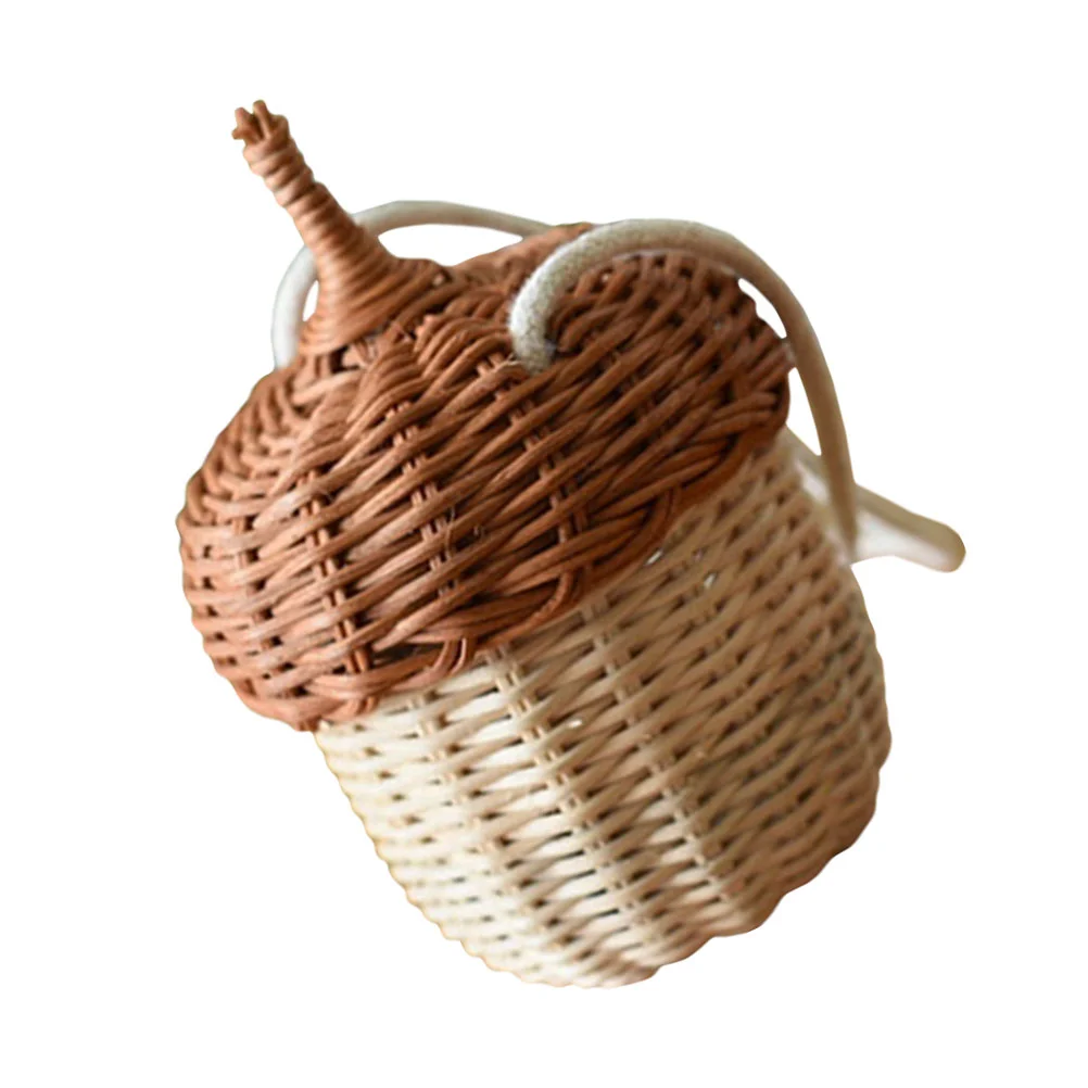 

Purse Girls Costume Handbag Woven Crossbody Bag Small Rattan Basket Kids Photography Prop for Storage Toddler Beach