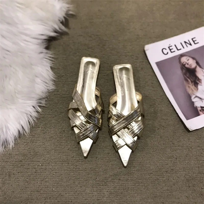 

Мюли женские из натуральной кожи, Мягкие Шлепанцы на плоской подошве, заостренный носок, низкие сланцы, лето 2023