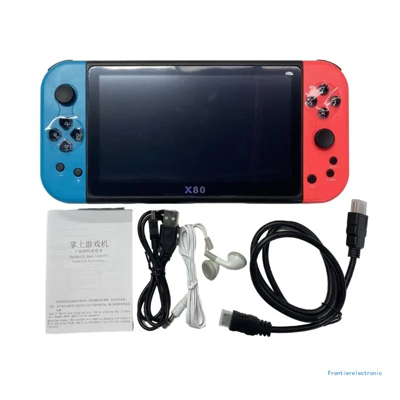 Портативная игровая консоль X80 в стиле ретро ​​7 дюймов четырехъядерный