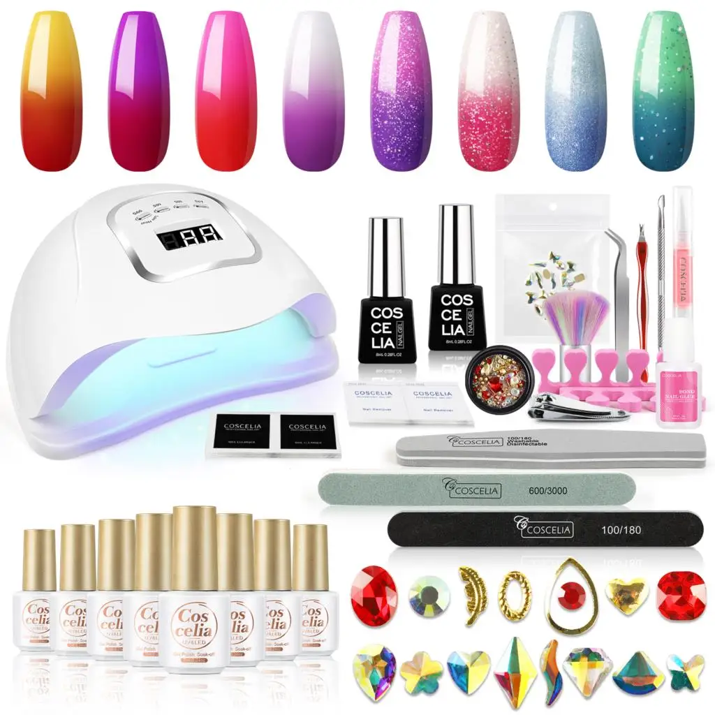 

Temperature Changing Gel Nail Polish Set Thermal Temperature Color Changing With UV LED Lamp Manicure Set Nail Kit Tools
