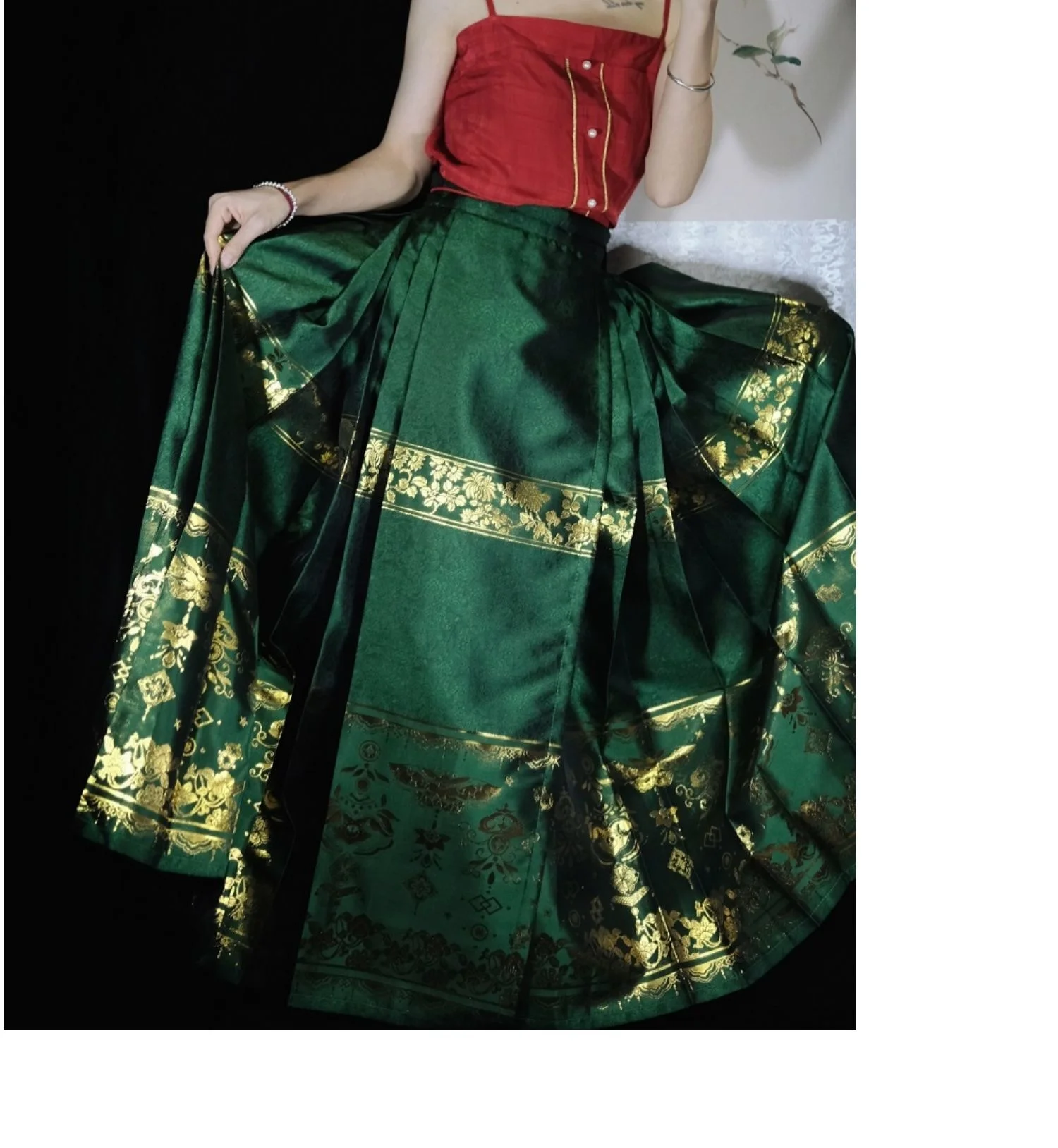 Horse Face Skirt Hanfu Women's Dress Embroidered Skirt Daily Style Horse Face Pony Skirt Traditional Ming Dynasty