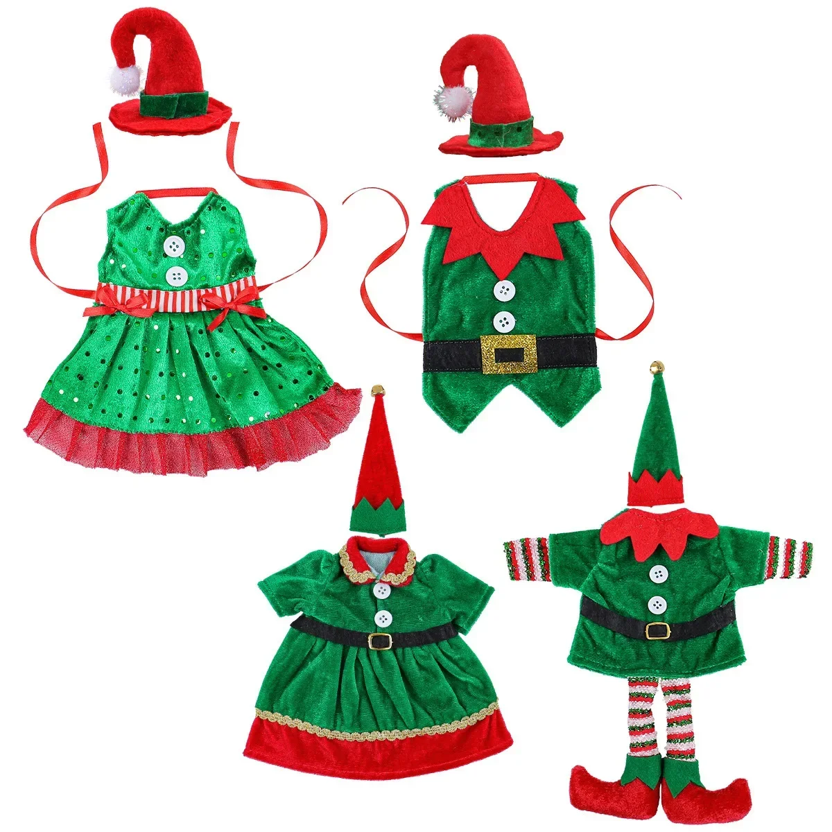 Christmas Elf Costume Wine Bottle Set Decorative Ornaments Cute Red 2025 New Year Xmas Atmosphere Decor Props