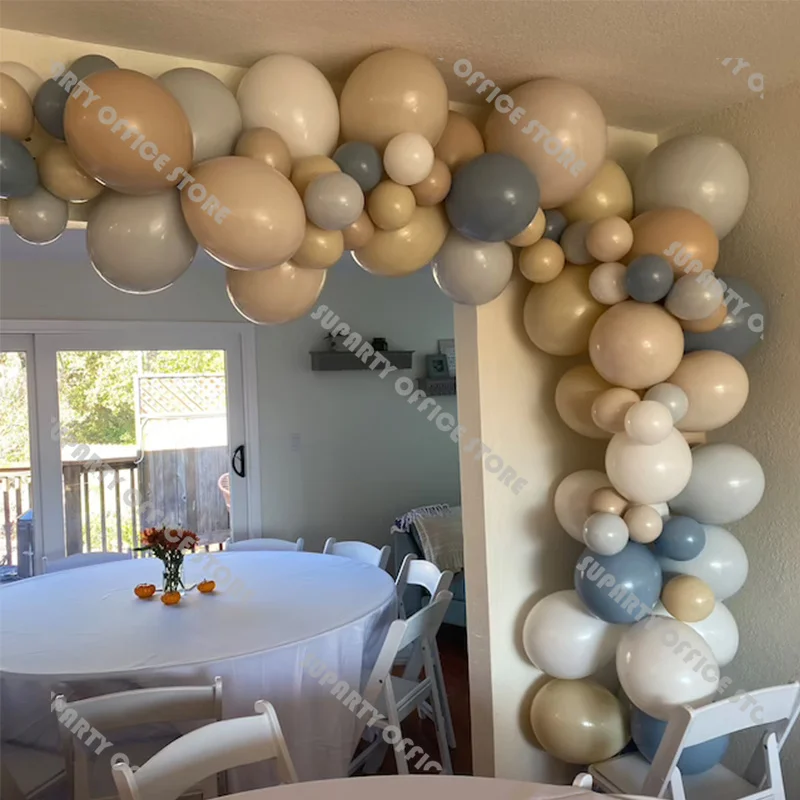 

72pcs Doubled Apricot and Doubled Cream Peach Balloon Garland Kit Matte Grey Sand Balloon Arch Baby Shower Birthday Party Decor