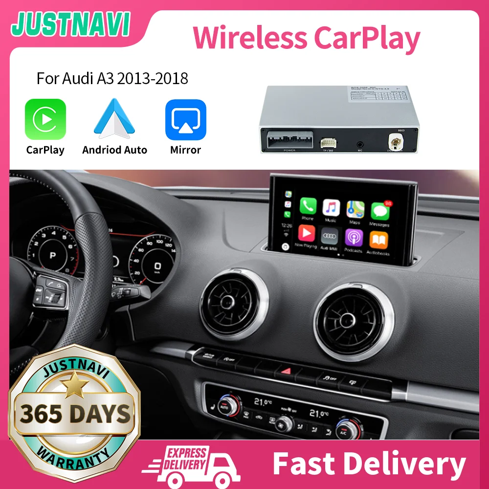 

JUSTNAVI беспроводной Apple CarPlay для Audi A3 2009-2018 Android авто с зеркальным соединением AirPlay автомобиль Carpay функция Linux система
